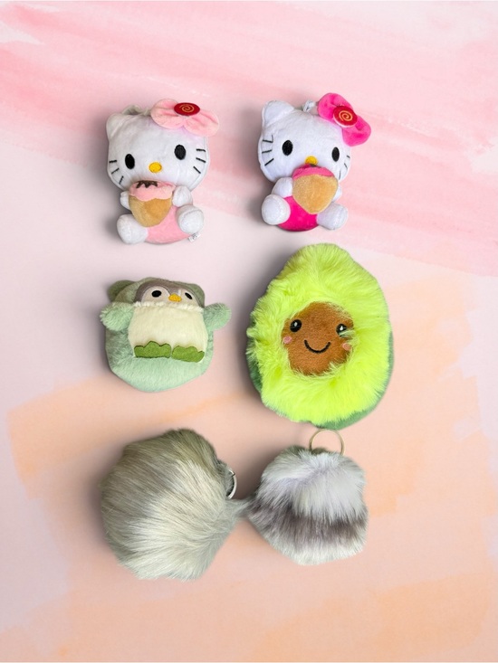 Accessories - SHOW PRICE- Pick 1 Plush Keychain - Hello Kitty, Owl, Avocado or Fur Pom